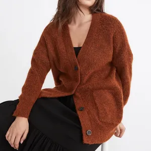 Madewell Cowen Cardigan Sweater Burnt Orange Oversized Fuzzy Knit XS Wool thumbnail 2