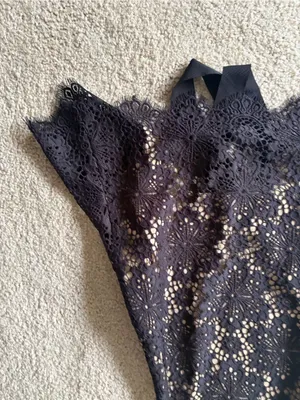 Intermix Y2K boho 90s 2000s black emo goth lace haulter cami tank top size xs thumbnail 6