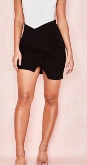 House of CB Ramirez Crepe Black Mini Skirt Button Down size medium thumbnail 1
