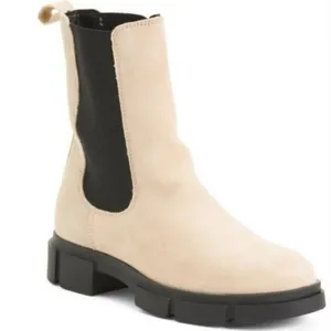 Cruza Tendência Chelsea Boots‎ Women 38 Beige Suede Lug Sole Tall Shaft thumbnail 1
