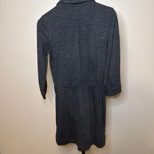 Ann Taylor LOFT Women's Gray Heathered Button-Down Shirt Dress-S thumbnail 2