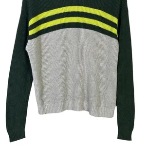 American Eagle Colorblock Striped Crewneck Sweater Green Grey Yellow Size S thumbnail 4