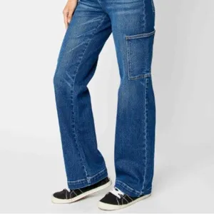 Judy Blue Cargo Wide Leg Jeans Size 7 | 28 High Rise Dark Wash Utility Denim thumbnail 8