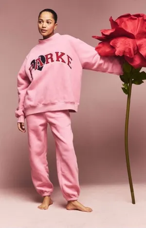 Parke 2026 Valentine’s Day Jean Heart Varsity Mockneck Sweatshirt Size L/XL. thumbnail 1