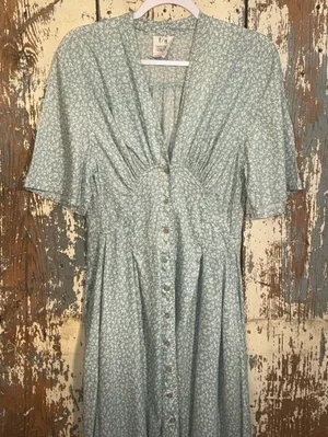 Vintage TOGETHER! 1940s blue button Up Dress size 6 Cottagecore thumbnail 1