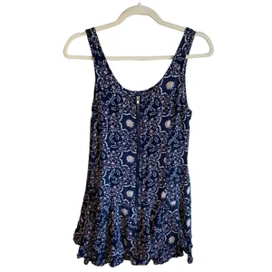 Free People RUMA Blue‎ Floral Tiered Mini Dress Women's Size 2 Viscose Short thumbnail 6
