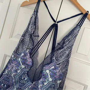 Victoria’s Secret Deep V Satin Lace Paisley Print Slip Dress Intimates Sz Medium thumbnail 7