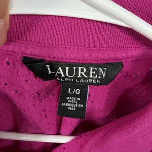 Lauren Ralph Lauren Size-L Women Pink Short-Sleeve Eyelet Polo Shirt Top thumbnail 3