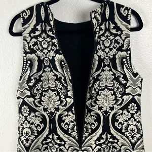 ALICE + OLIVIA Clyde Black White Exposed Back Zip A-Line Dress Size 12 Boho Chic thumbnail 6