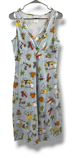 Disney Shopping Mickey Friends Dress Womens L Hawaiian Surfing Tropical Y2K thumbnail 1