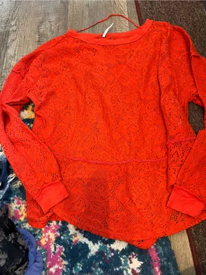Free people Red Lace Long-Sleeve Women's Top thumbnail 6