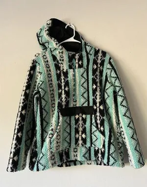 90s Streetwear Crazy Train Fiesta Deep Pile Fleece Hoodie Women’s Size Medium thumbnail 1