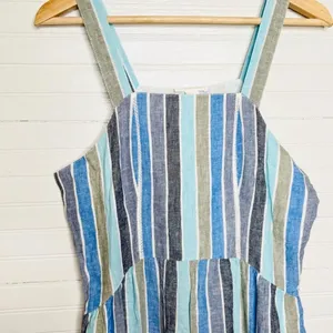 Caslon Women's Sleeveless Striped Maxi Dress Blue Size S Linen Blend thumbnail 4