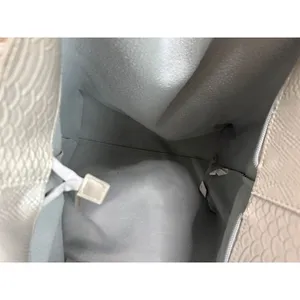 Bath & Body Works Silver Snakeskin Tote Bag Zipper Metallic Faux Leather Purse thumbnail 3