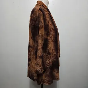 Cato Brown FloralJersey Knit Kimono Cardigan Size Large Earthy Boho Fall Artsy thumbnail 5
