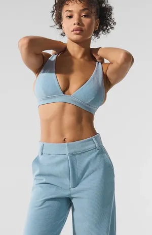 NWT ALO‎ Yoga Micro Corduroy Dreamer Bra in Celestial Blue Size XS thumbnail 1