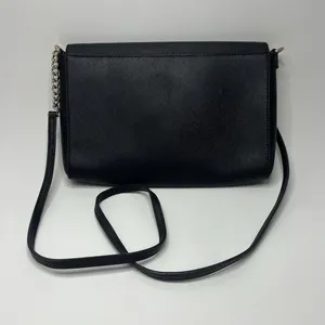 Kate Spade Crossbody Bag Black Purse Gold Chain Detail Snap Cow Hide Leather thumbnail 8