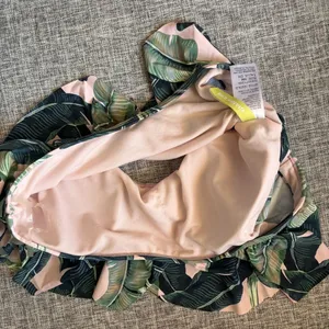 Gianni Bini Pink and Green Tropical Leaf Bikini Set thumbnail 3