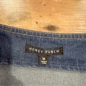 Honey Punch Vintange Blue Wash Cotton Denim Zip Mini Dress Size M Preowned thumbnail 6
