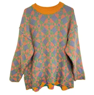 Free People Beach Color block Knitted Bohochic Colorful Sweater Coastal Cowgirl thumbnail 1