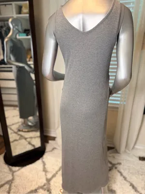 Stowaway Collection Maternity Ribbed Maxi Dress Gray Sleeveless Large thumbnail 5