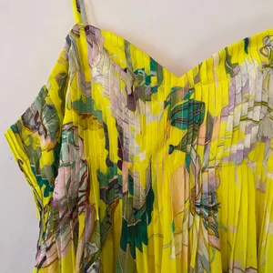 NWT Farm Rio Jellyfish Bouquet Yellow Sleeveless Tiered Maxi Dress Event Large thumbnail 5