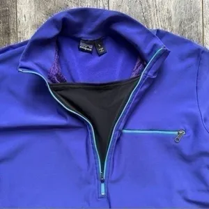 Patagonia Rare Vintage 1/2 Zip Pullover Base Layer Purple Teal Zipper Size Large thumbnail 5