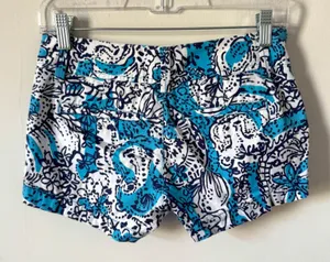 Lilly Pulitzer The Walsh Preppy Low Rise Shorts Blue White Size 0 thumbnail 1