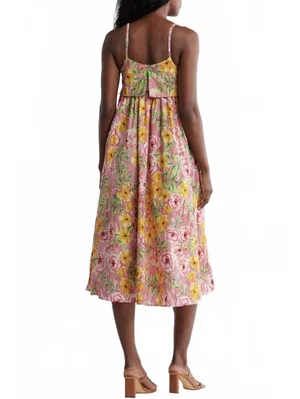 STITCHDROP Barbuda Floral Print Sleeveless Midi Dress NWT Sketch Peony XS thumbnail 9