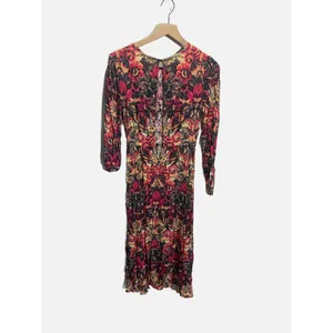 Sam & Lavi Midi Dress Womens‎ Small Multicolor Floral Long Sleeve Boho Open Back thumbnail 6