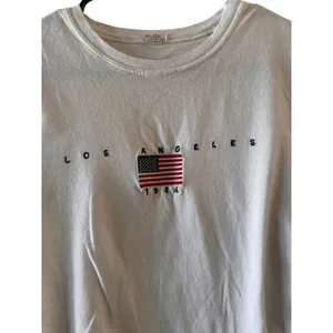 John Galt White Los Angeles Cropped Short Sleeve Tee Women Sz XS thumbnail 4