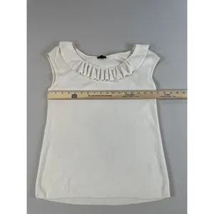 Talbots Cream Knit Sleeveless Top Size M Ruffle Detail Feminine thumbnail 7