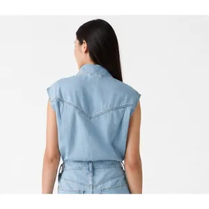 Levi's Denim Dress Women XS Blue NWT Sleeveless Midi Button Front Pockets thumbnail 7