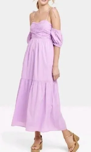 Universal Thread purple midi dress off shoulder size M thumbnail 1