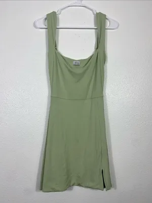 Oh Polly Light Green Square Neck Mini Dress Size Us6 92% Modal 8% Elastane thumbnail 4