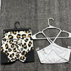 JESFER Activewear Set Women’s Size S Leopard Shorts & Sports Bra NWT(A230)&✨ thumbnail 5
