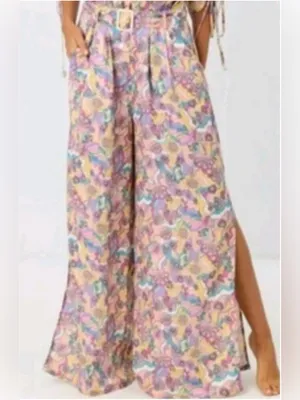 Anthropologie x La Porte Swirl Print Paperbag Wide Leg Pants XS NWT thumbnail 8