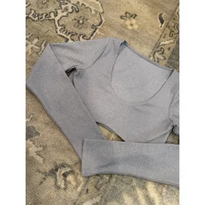 Alo Ribbed Long Sleeve Crop Top Grey Sz S NEW thumbnail 7