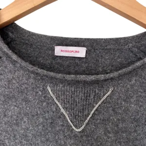 Rossopuro Gray Wool Cashmere Sweater Sz S thumbnail 3