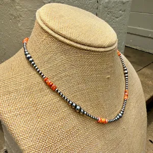 18” 3-6mm Navajo Style Sterling Silver Pearls Necklace thumbnail 6