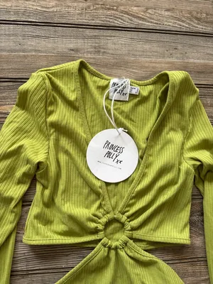 Princess Polly dress v neck Lime green Cutout sides Ribbed Mini Ayrton stretch 2 thumbnail 4