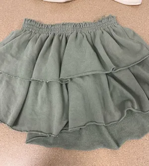 aerie Sage Green Elastic-Waist sweatshirt style skirt size L thumbnail 1