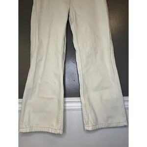 Zara Pants Womens 6 White Denim Straight Leg Casual Pockets Flat Front thumbnail 3