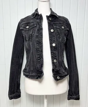 Abercrombie & Fitch Dark Gray Denim Jacket Size‎ XS thumbnail 1