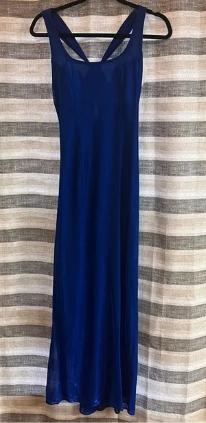 Jessica McClintock‎ Gunn Sax Blue Shimmer Maxi Dress Size 3/4 thumbnail 1