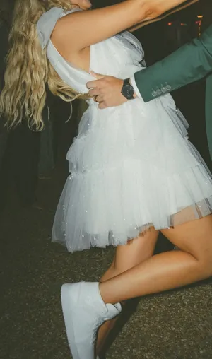 White Pearl Bridal Mini Dress Size M thumbnail 5