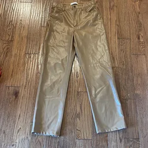 Abercrombie & Fitch 90’s ultra high rise faux leather tan pant 30 thumbnail 3