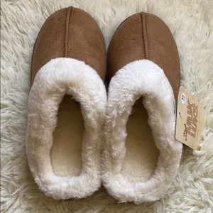 Muk Luks Tan Slippers with White Fleece thumbnail 4