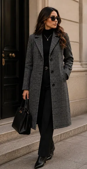 Abercrombie & Fitch Gray Plaid Long Coat Old Money Preppy Academia Tailored S thumbnail 1