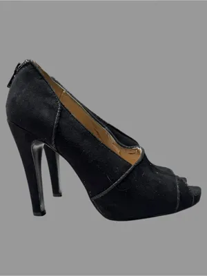 Nine West Black Suede Peep-Toe Stiletto Heels thumbnail 2